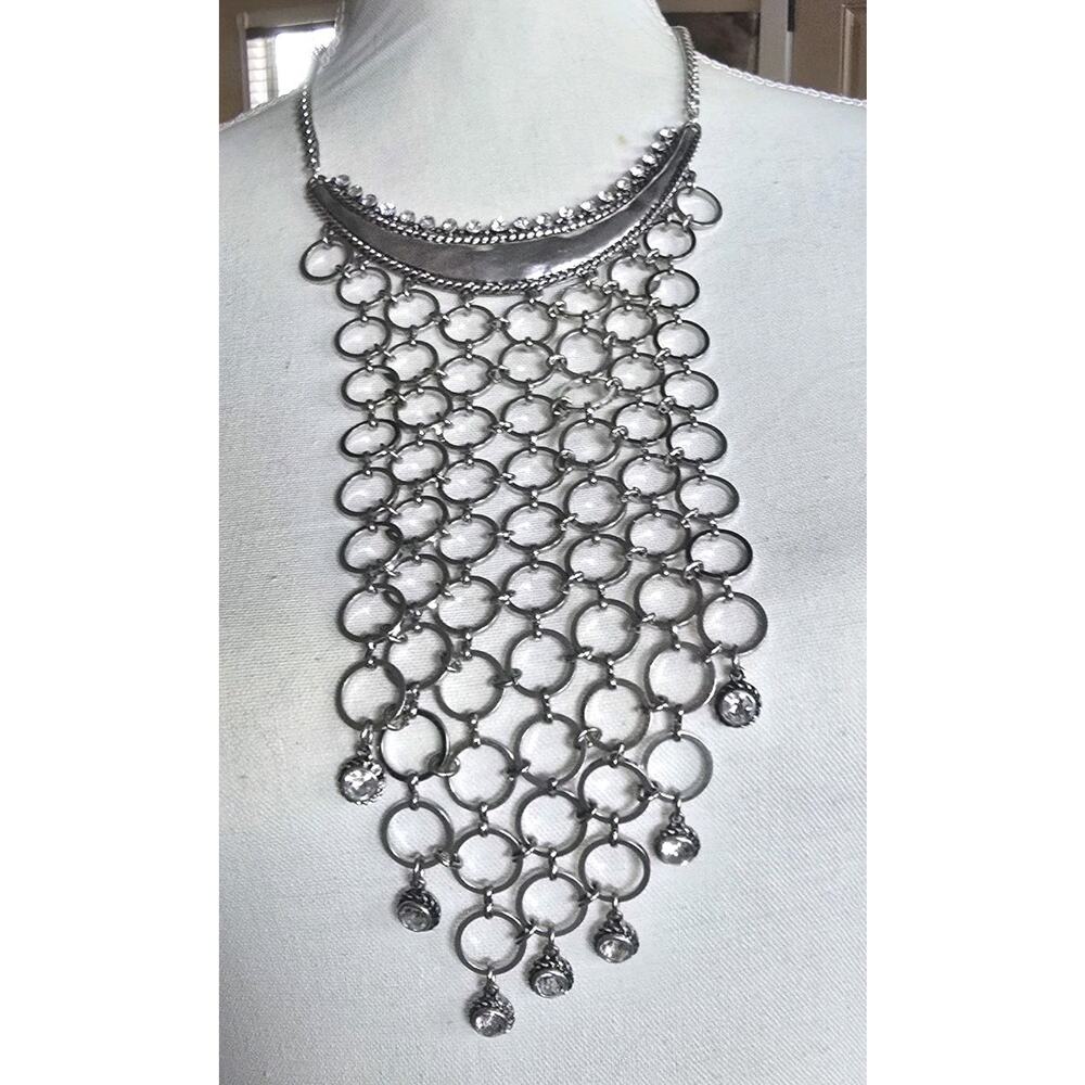 Chico's Necklace Gipsy Chainmail Breastplate Style Crescent Drapp Meshed Effect - Picture 2 of 6